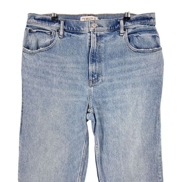 Abercrombie & Fitch 90s Straight Ultra‎ High Rise Jeans Women's 32/14S Slit Hems - Picture 4 of 7